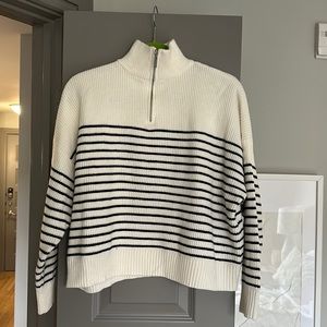 Mango striped sweater with zipper. Worn 1x.